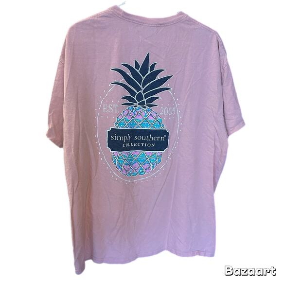 Women's Simply Southern Collection Pink Pineapple Short SleeveT Shirt Sz XL - Picture 1 of 5